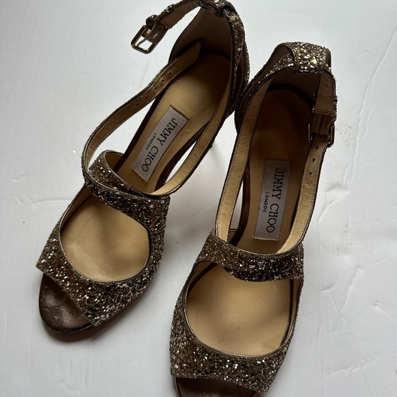 Jimmy Choo Emily 100 rose gold sandals. Pretine shape. Vibram soles. 36 1/2 - Picture 2 of 8